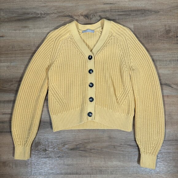 Everlane The Cotton Texture Cardigan Knit Chunky Knit Yellow S - Picture 5 of 8